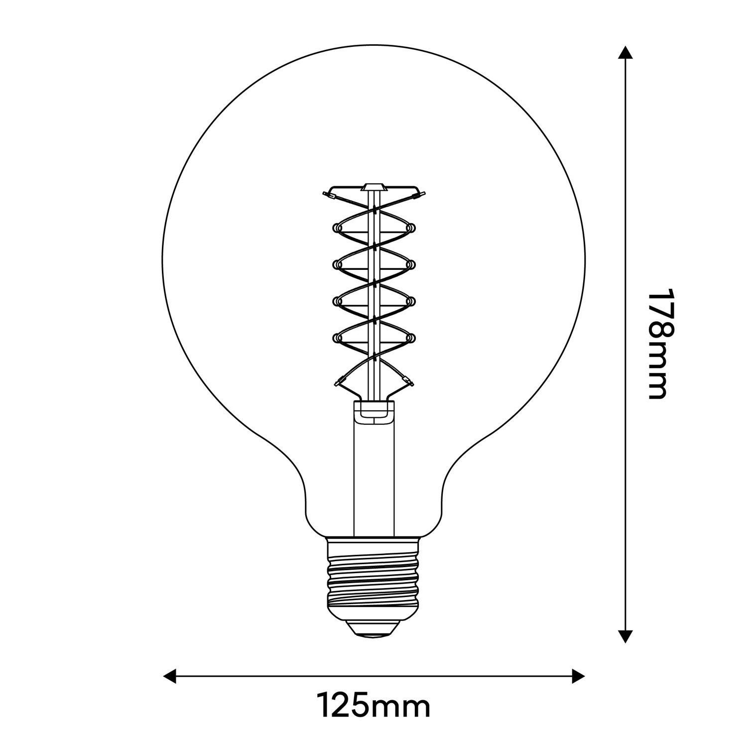 Ampoule LED Filament Blanc Globe G125 5,9W 500Lm E27 2700K Dimmable - W04