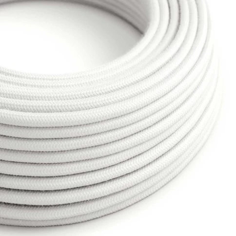 Fil Électrique Rond Gaine De Tissu De Couleur Coton Tissu Uni Blanc RC01