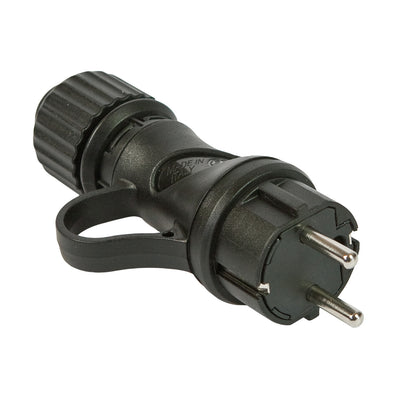 Fiche Schuko Noire 16A 250V IP44 pour extérieur - Compatible avec le système Modulair - Noir