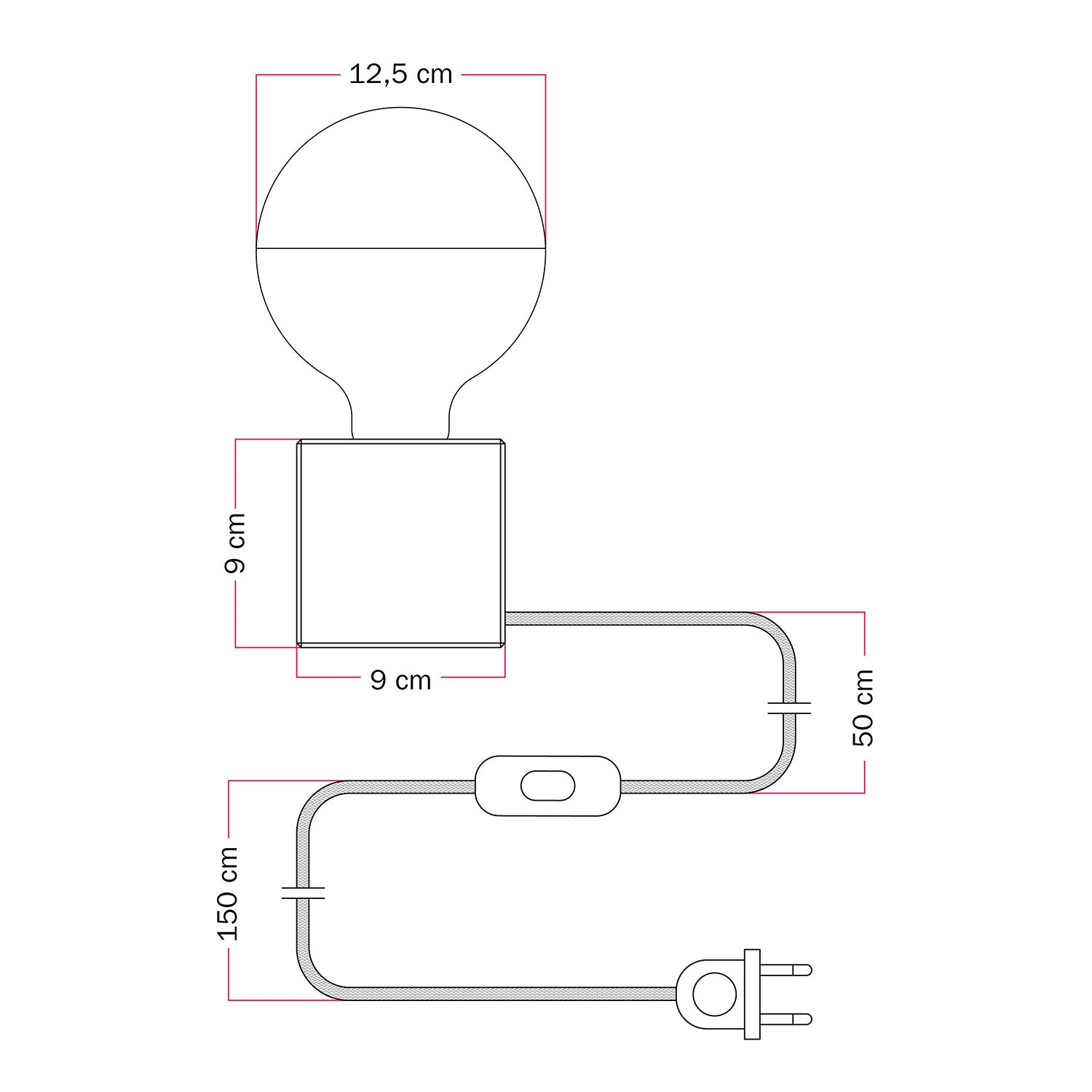 Lampada da tavolo Cubetto "Futur" con lampadina globo mezza sfera argento - Futur Festival