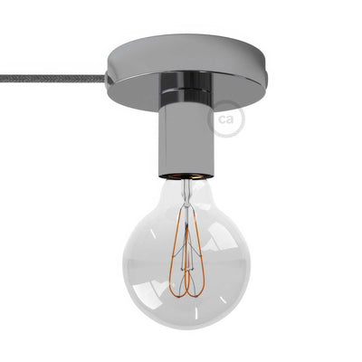 Spostaluce, le point lumineux en métal complet avec câble textile et trous latéraux - Chrome