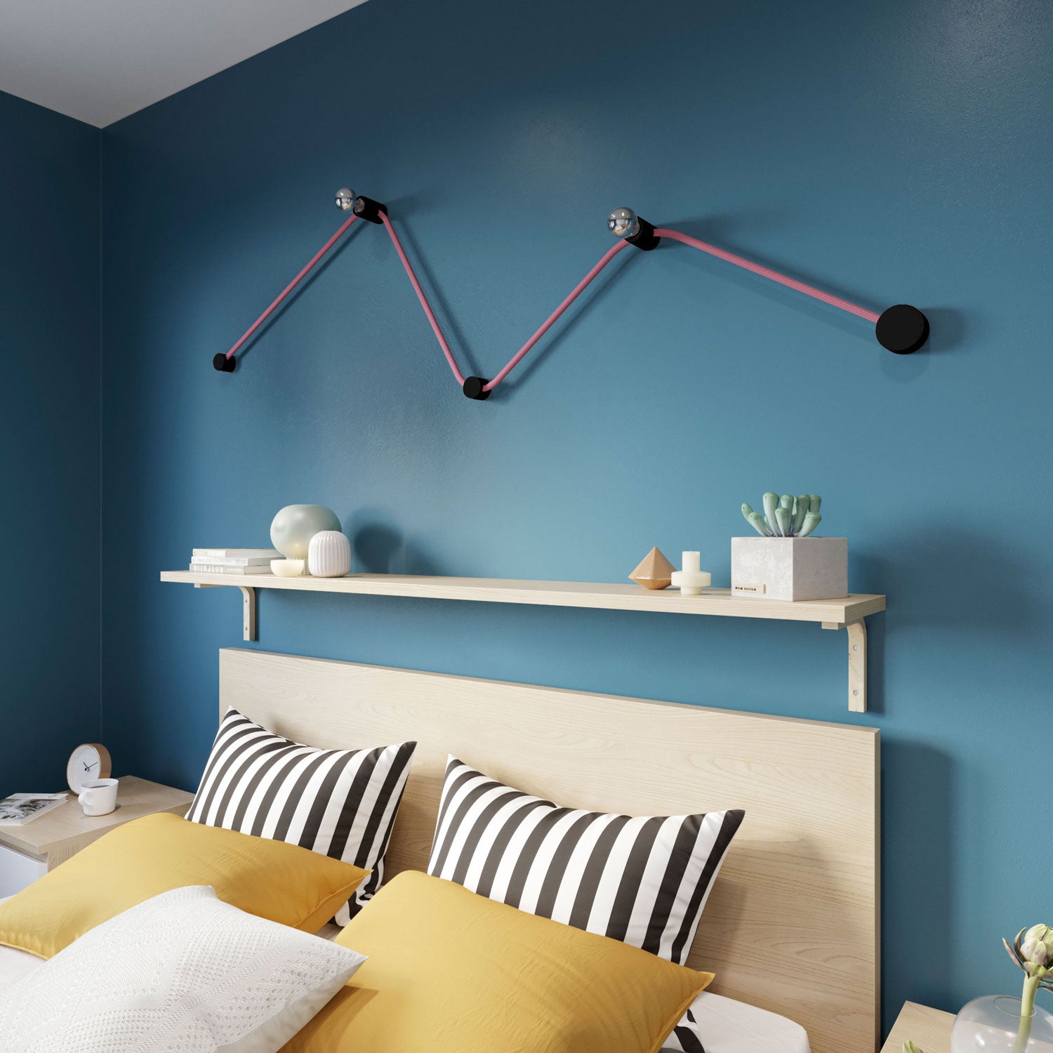 Sistema Filé Wiggle Kit - con cavo CM16 di 3 m per catenaria e 5 componenti in legno verniciato nero per interni