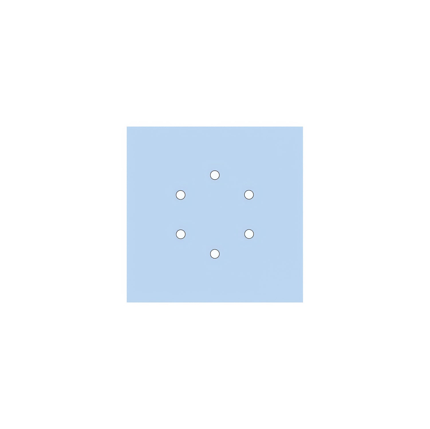 Rosone Rose-One quadrato, 200 mm con 6 fori e 4 fori laterali - Blu carta da zucchero Bianco