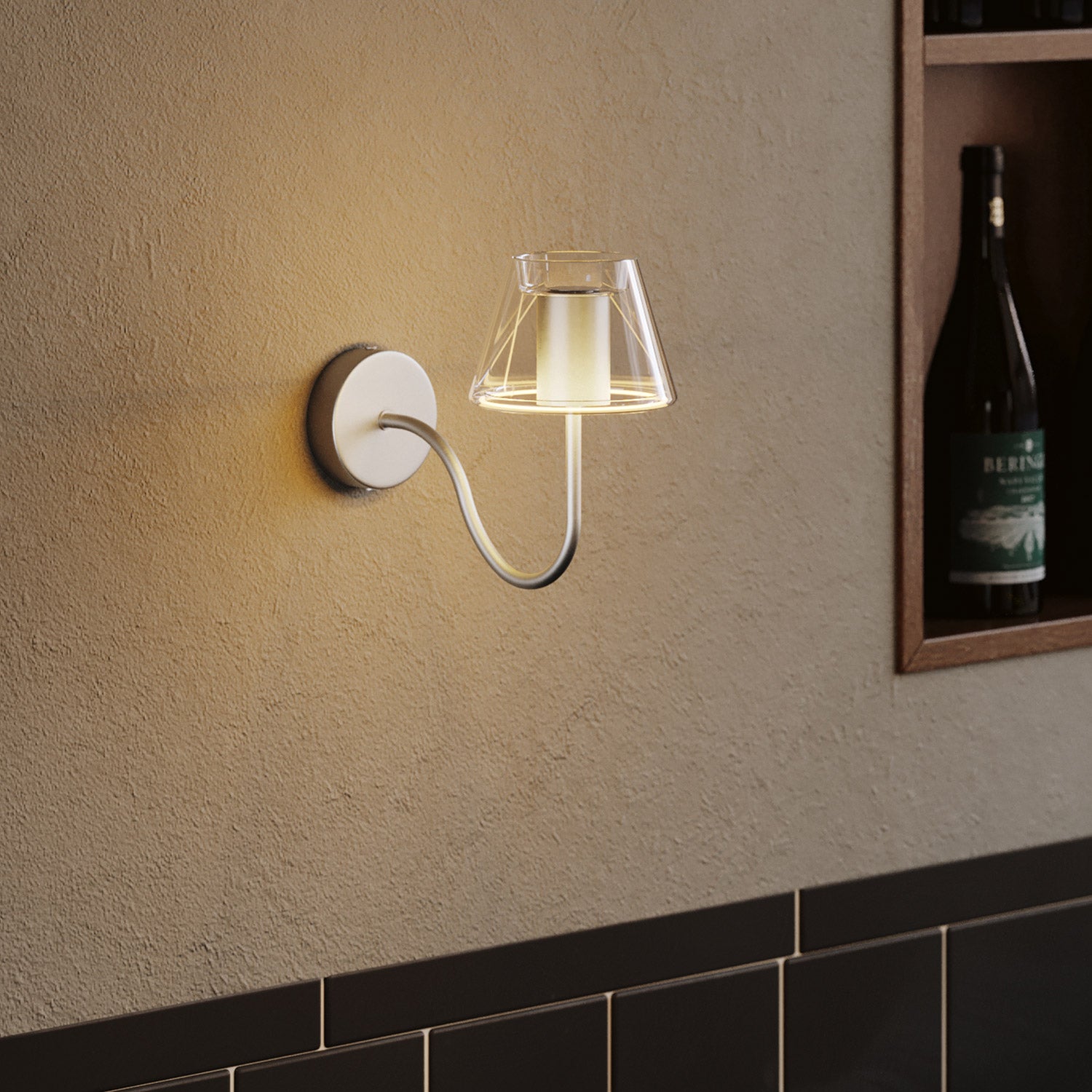 Tube courbé d’extension en S pour lampe, 16,5 cm en métal - Titane satiné