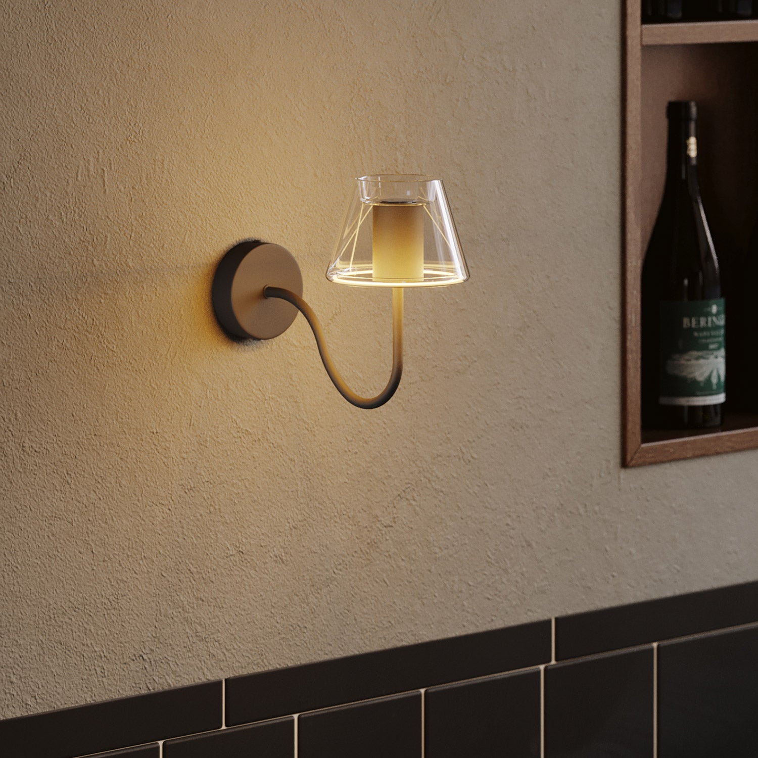 Tube d’extension courbé en S pour lampe, 16,5 cm en métal – Noir