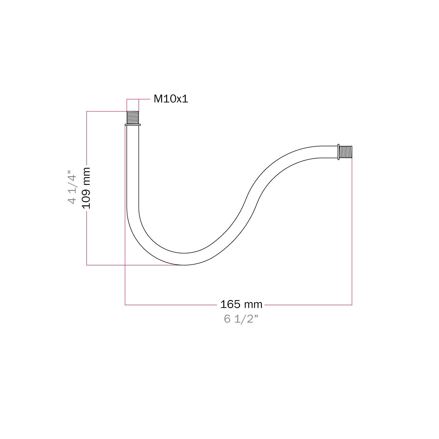 Tube d’extension courbé en S pour lampe, 16,5 cm en métal – Blanc