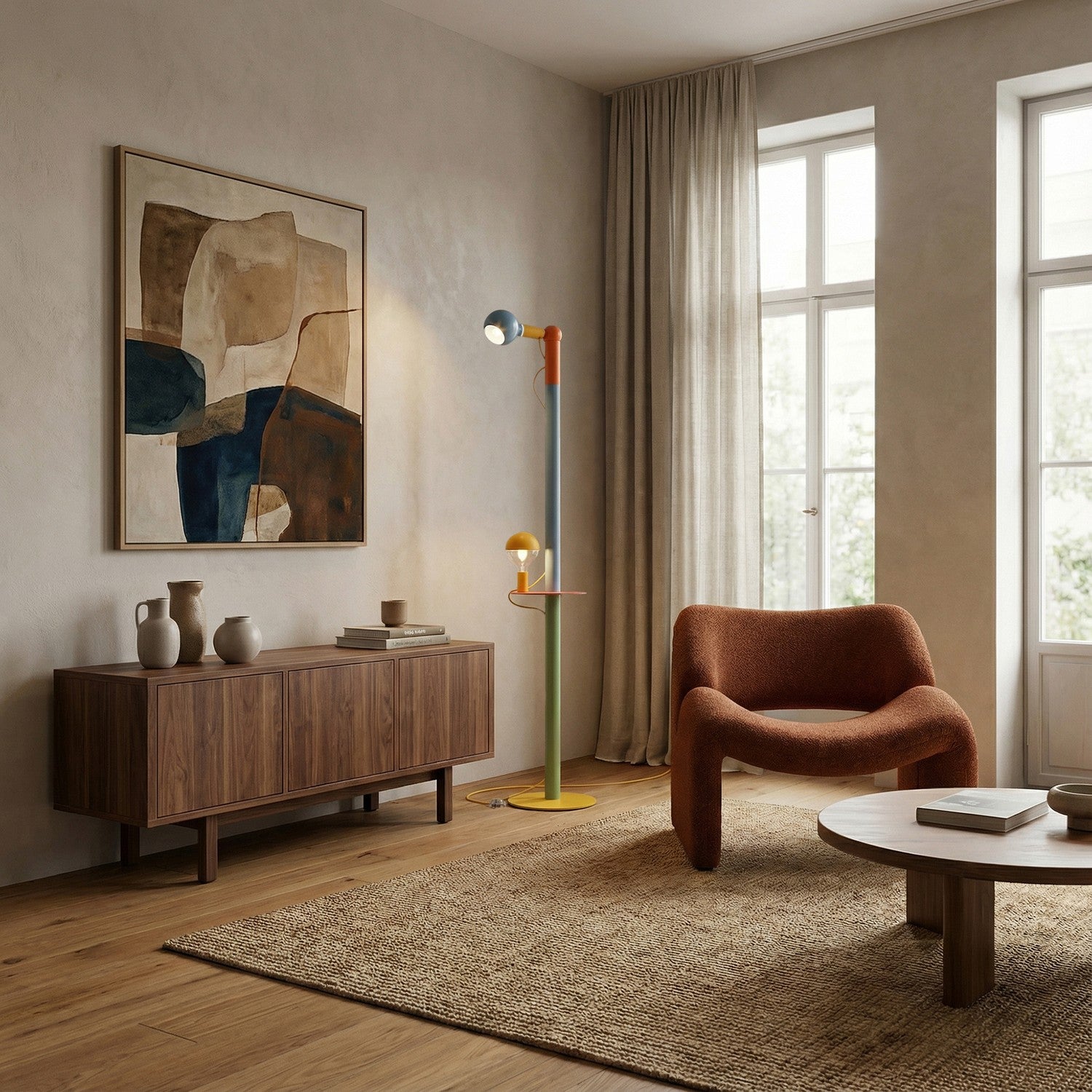 Rocco XXL - Lampadaire multicolore avec fiche UK et ampoule Maria et Camo