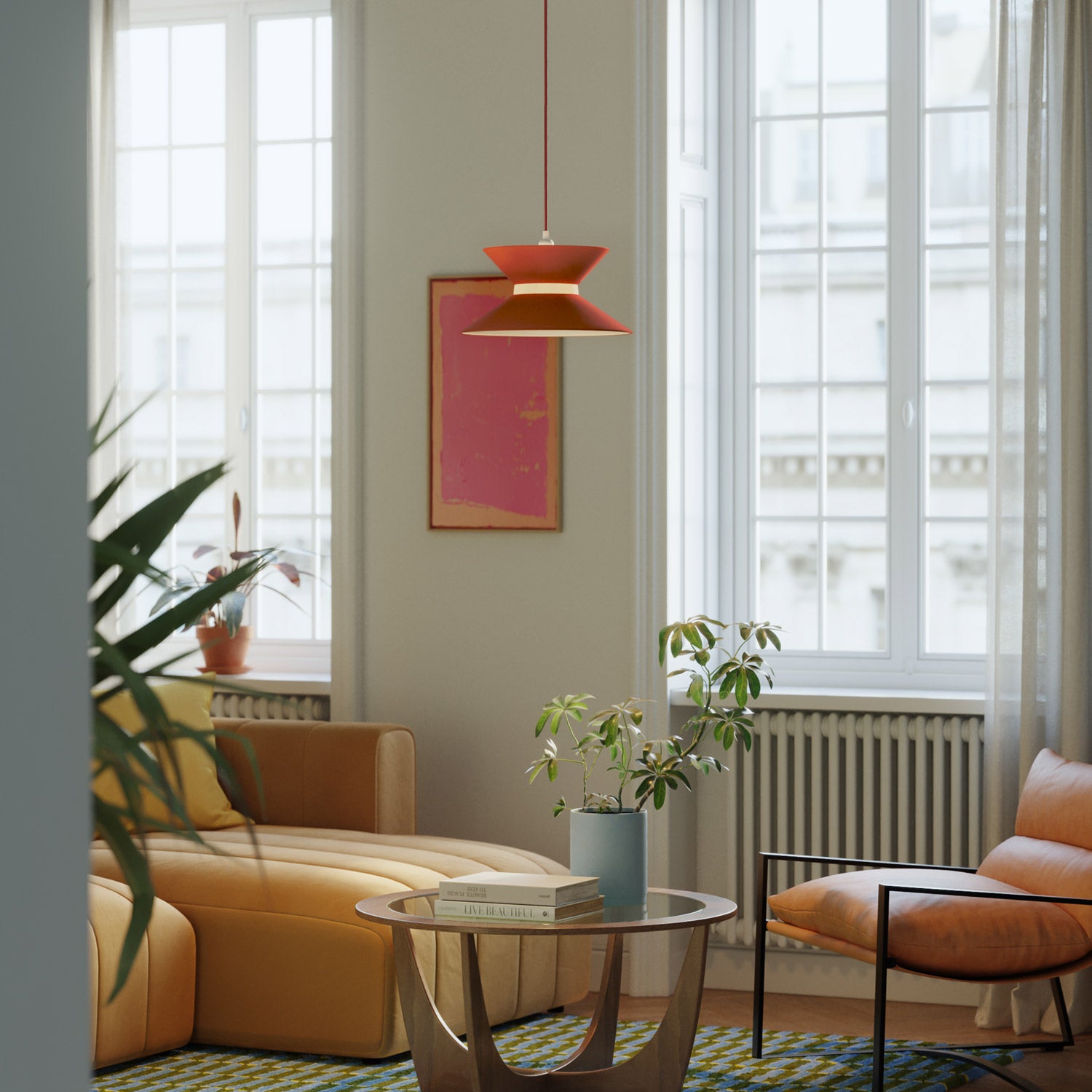 Paralume in tessuto Clessidra Teletta rosso - Made in Italy Arenal sabbia