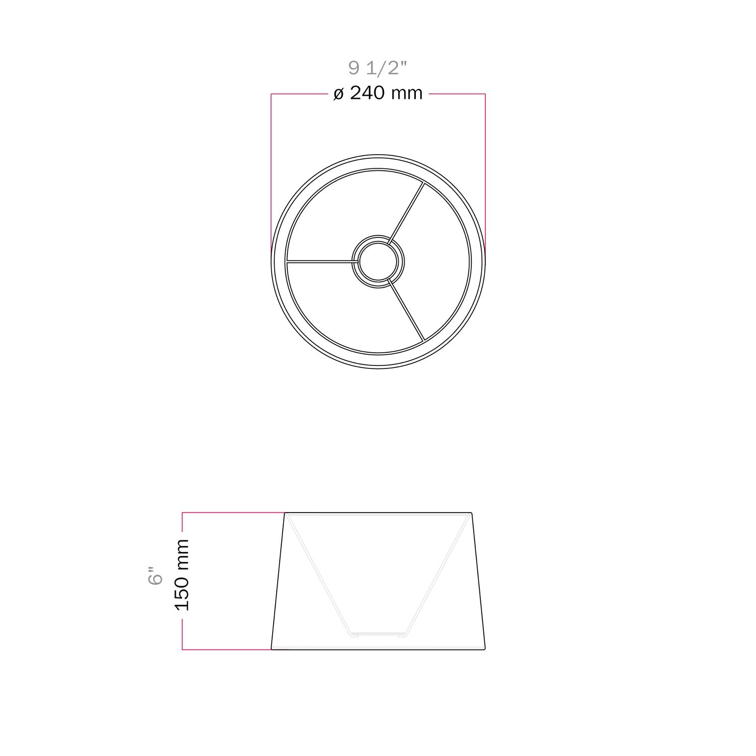 Paralume Athena con attacco E27 per lampada da tavolo - Made in Italy - Lana grigio scura
