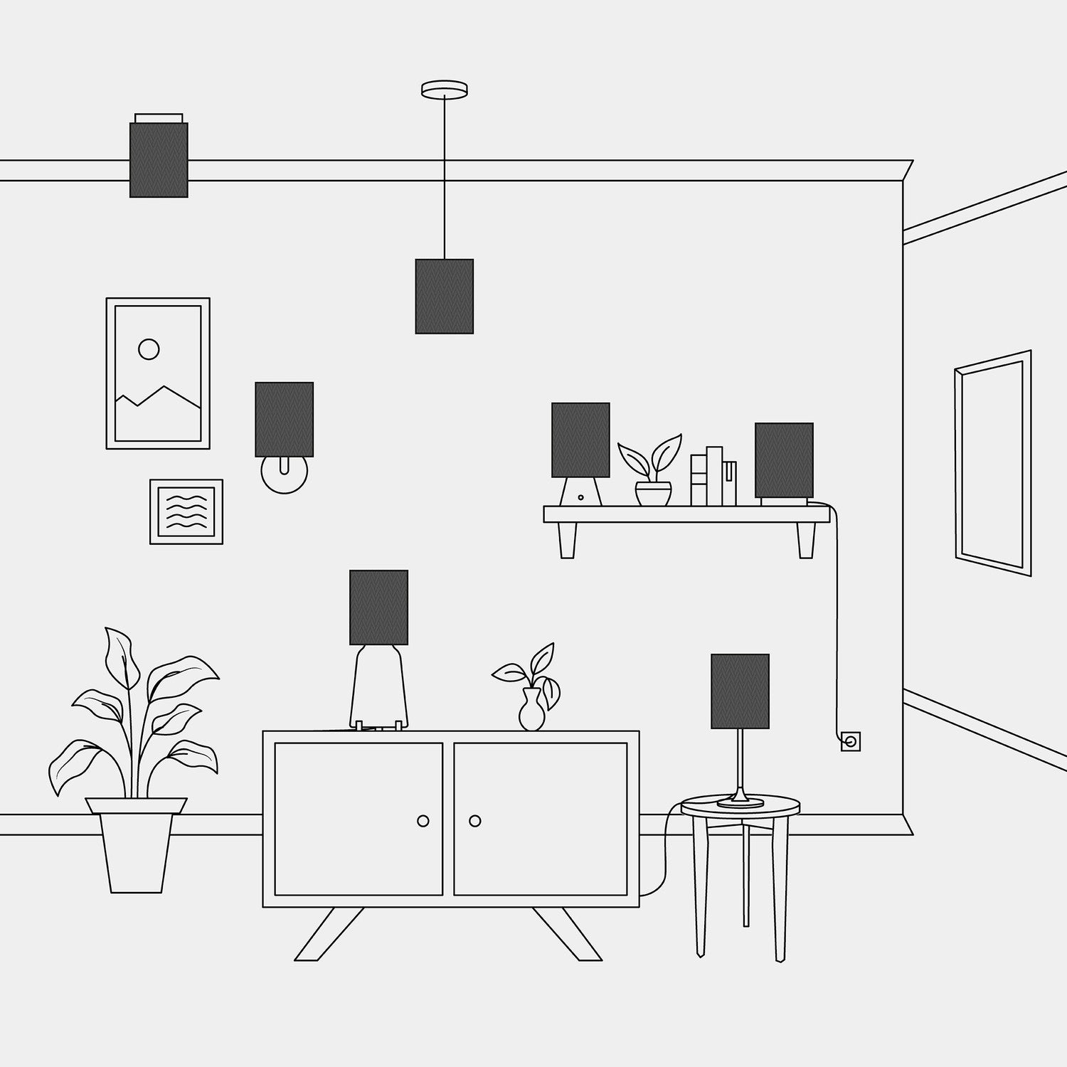 Paralume Cilindro S in tessuto con attacco E27 - Made in Italy - Teletta Antracite