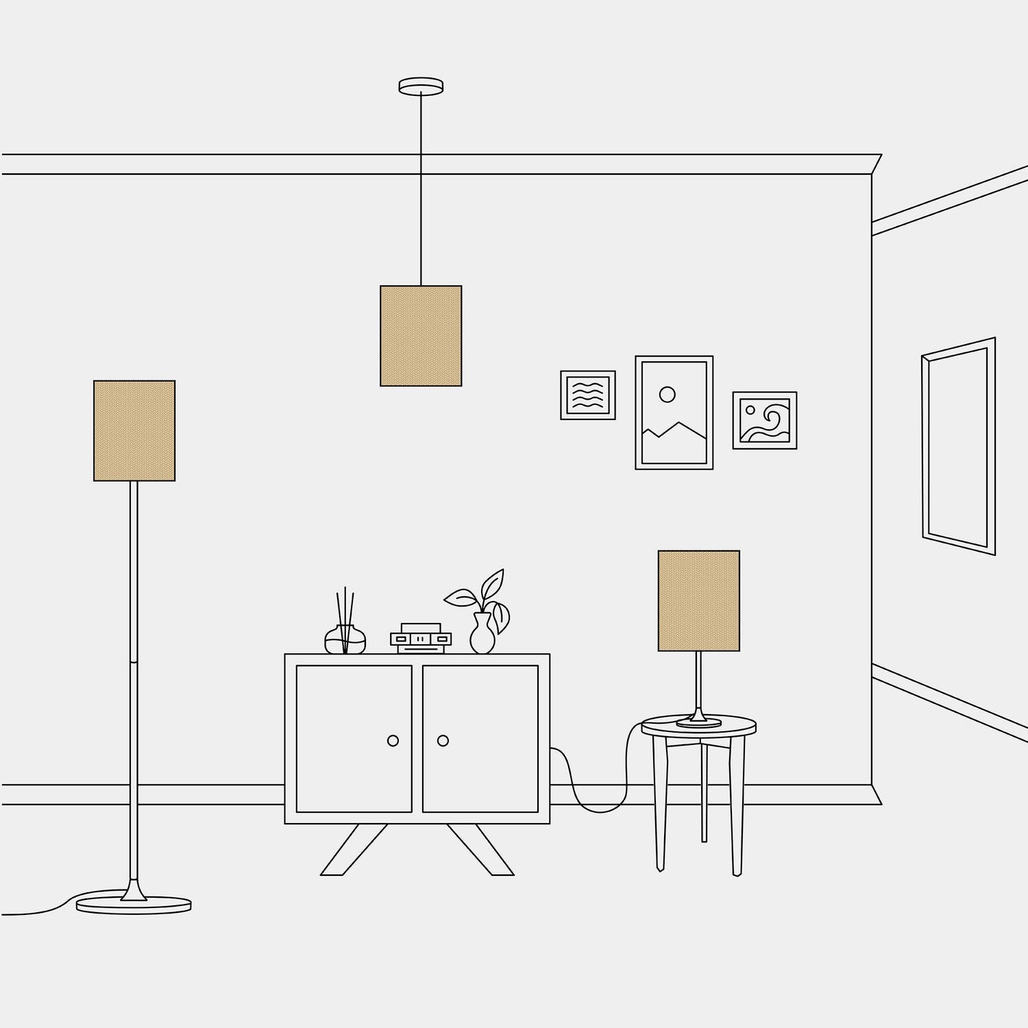 Paralume Cilindro M in tessuto con attacco E27 - Made in Italy - Juta naturale