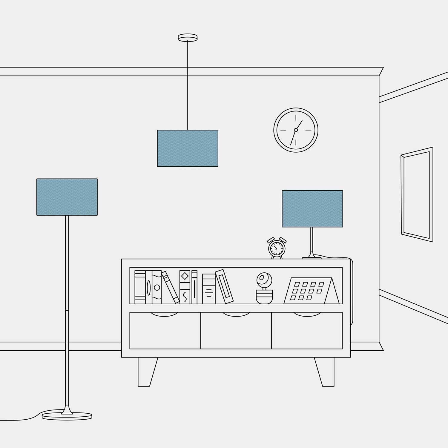 Paralume Cilindro L in tessuto con attacco E27 - Made in Italy - Teletta Azzurro Severo