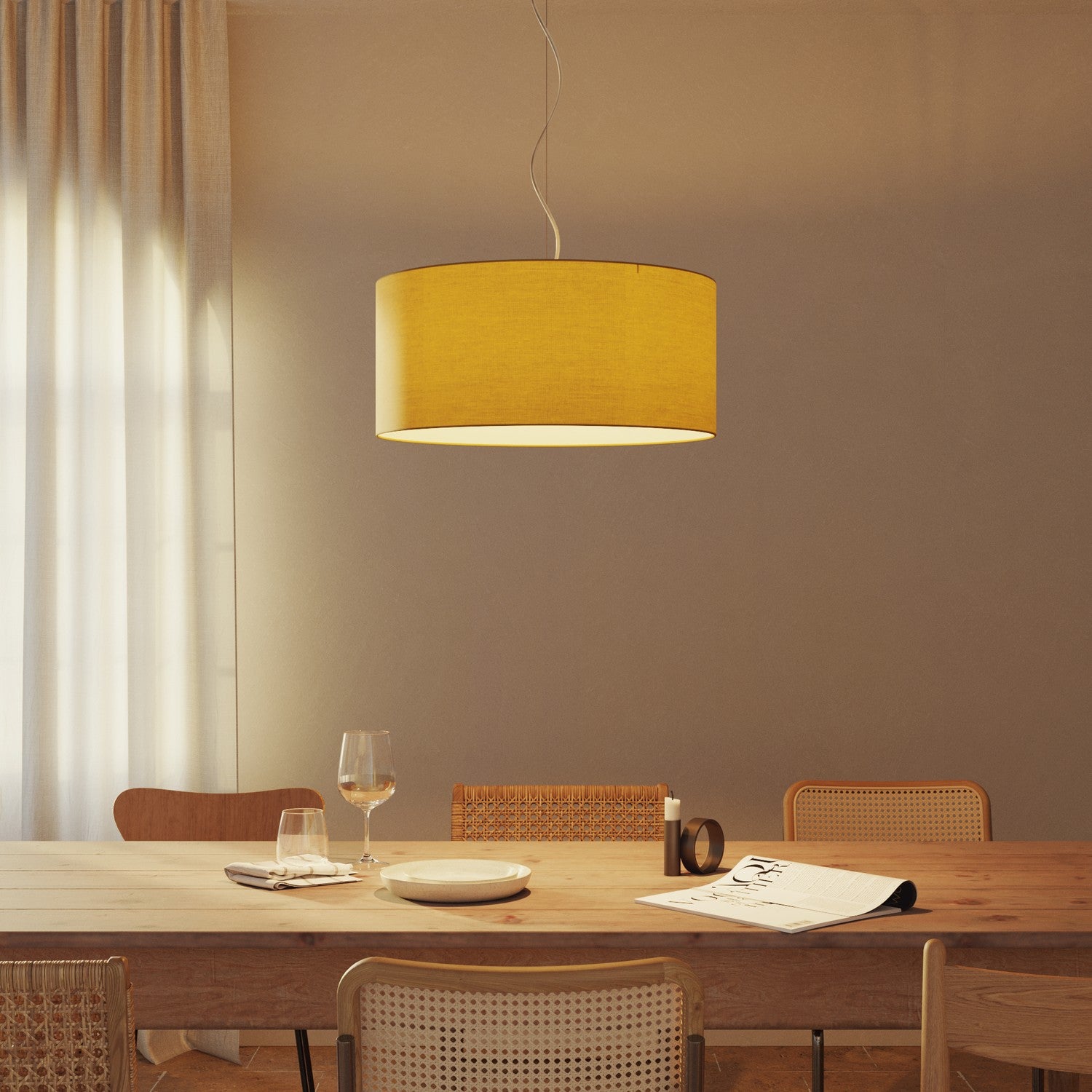 Paralume Cilindro XXL in tessuto con attacco E27 - Made in Italy - Arenal Oro