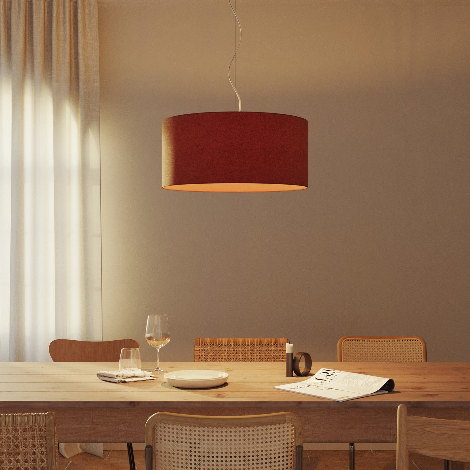 Paralume Cilindro XXL in tessuto con attacco E27 - Made in Italy - Lana Aragosta