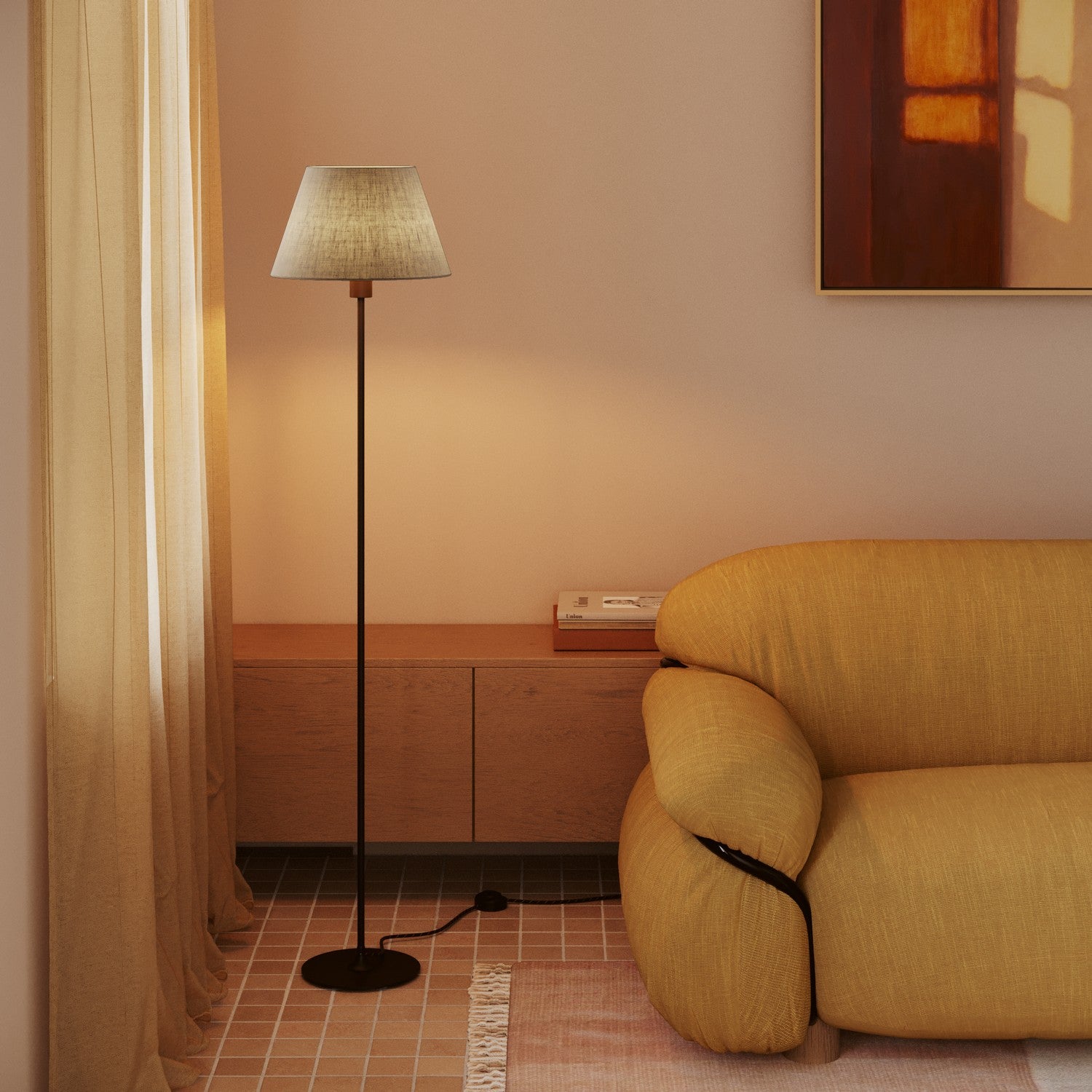 Paralume Impero M in tessuto per lampada da terra con attacco E27 - Made in Italy - Camelot Grigio