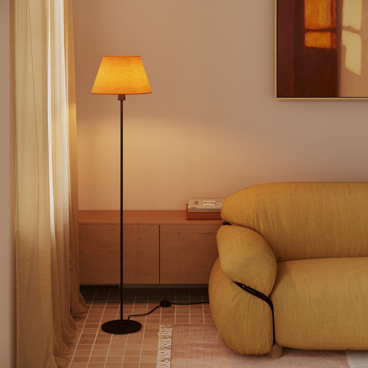 Paralume Impero M in tessuto per lampada da terra con attacco E27 - Made in Italy - Teletta Mandarino