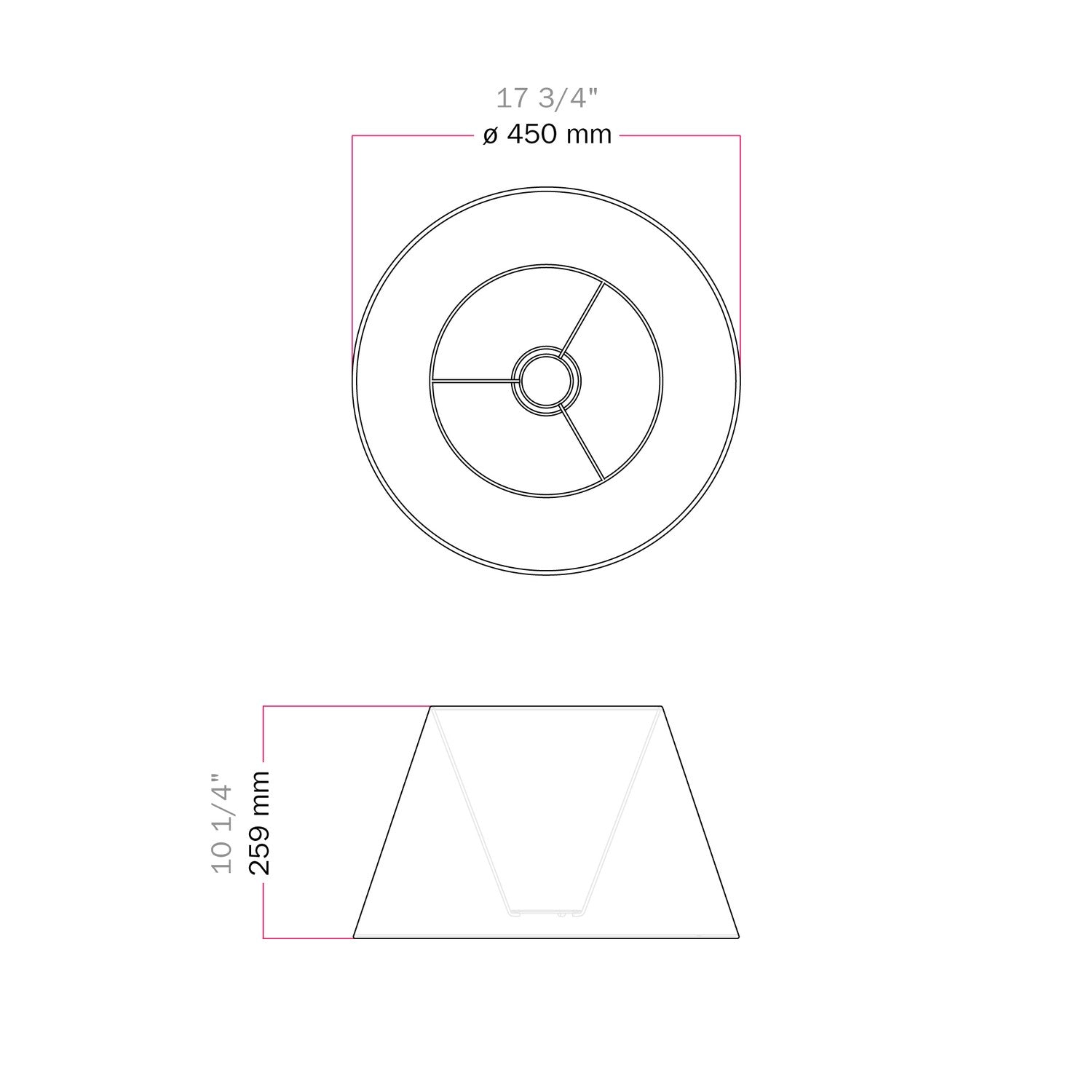 Paralume Impero L per lampada da tavolo o applique con attacco E27 - Made in Italy - Camelot Grigio