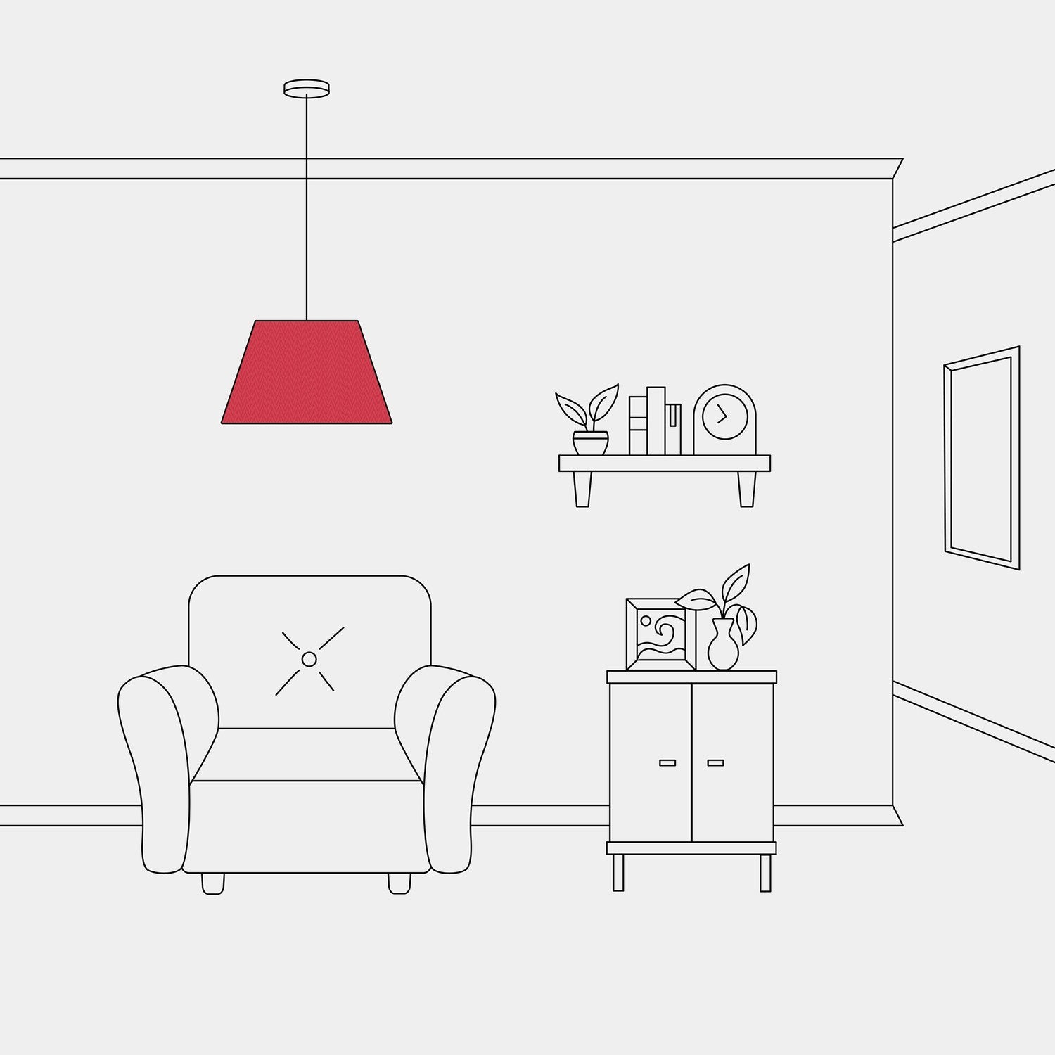 Paralume Impero M per sospensione con attacco E27 - Made in Italy - Teletta Rosso