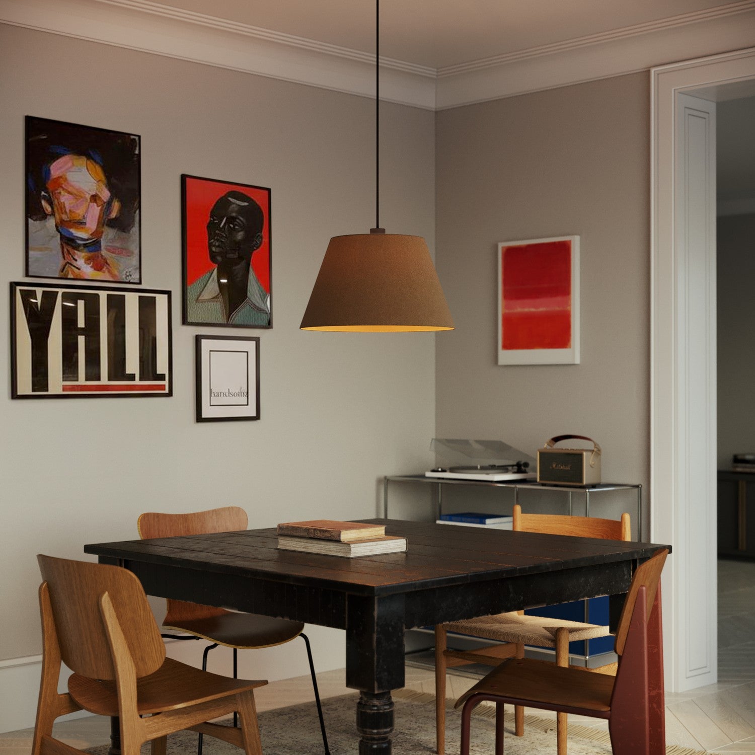 Paralume Impero L per sospensione con attacco E27 - Made in Italy - Lana Marrone