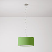 Lampada a sospensione con paralume in tessuto Cilindro Medium Cinette verde pistacchio - Made in Italy No