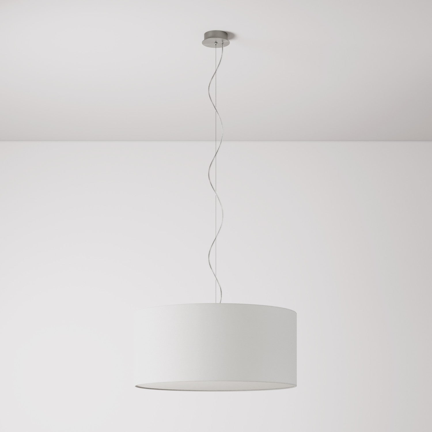 Lampada a sospensione con paralume in tessuto Cilindro Large - Made in Italy - Lino Crudo Si
