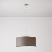 Lampada a sospensione con paralume in tessuto Cilindro Large - Made in Italy - Camelot Marrone No