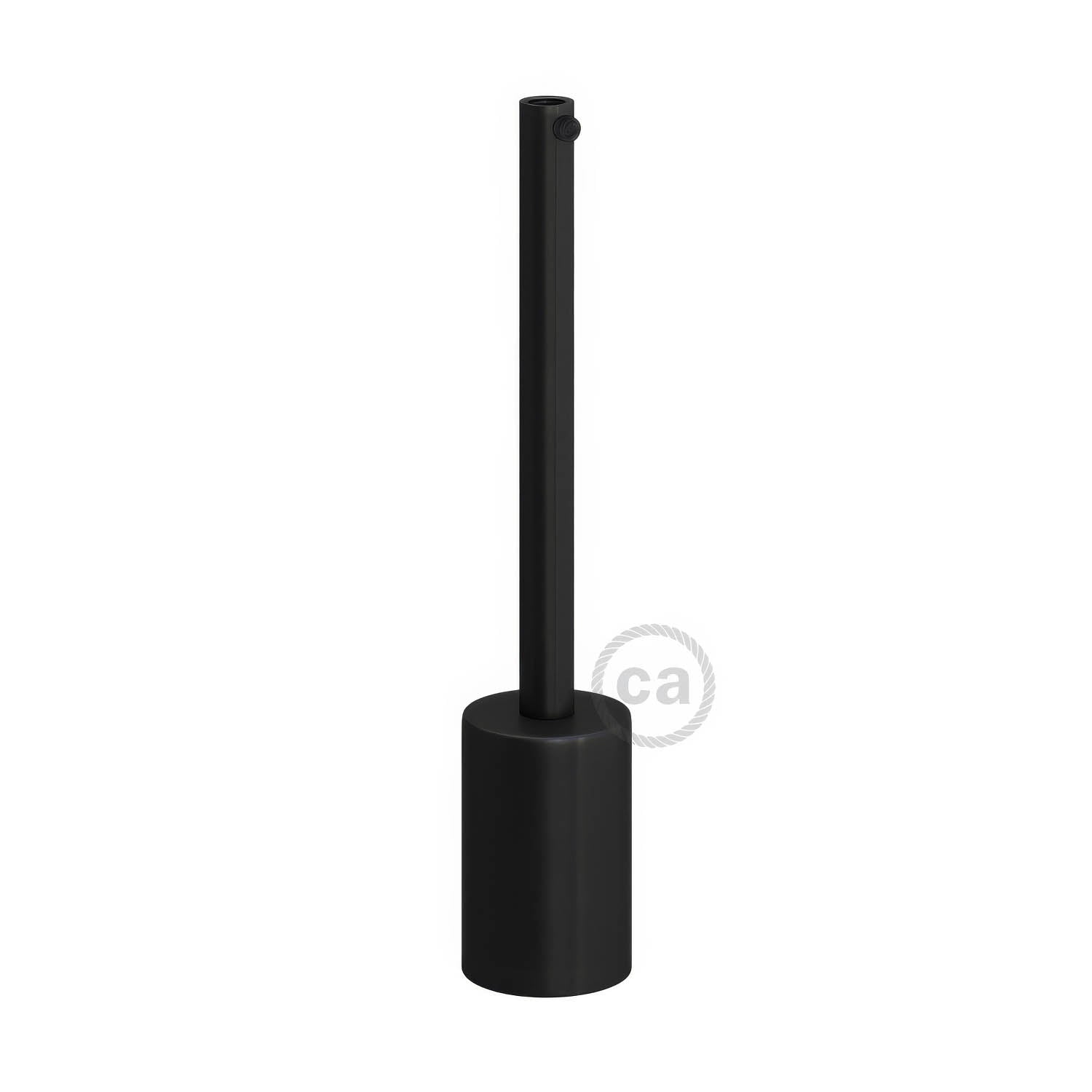 Kit portalampada E27 cilindrico in metallo con serracavo da 15 cm - Nero