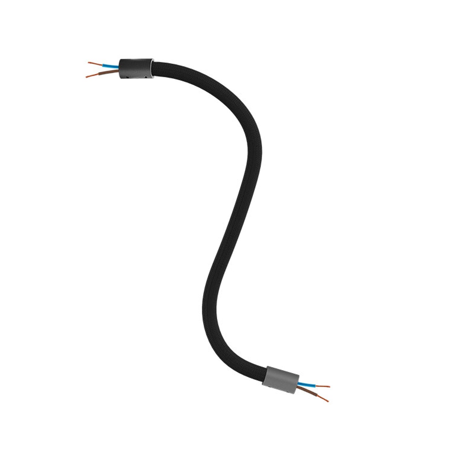 Kit Creative Flex tubo flessibile di estensione rivestito in tessuto RM04 Nero con terminali metallici Nero 30 cm