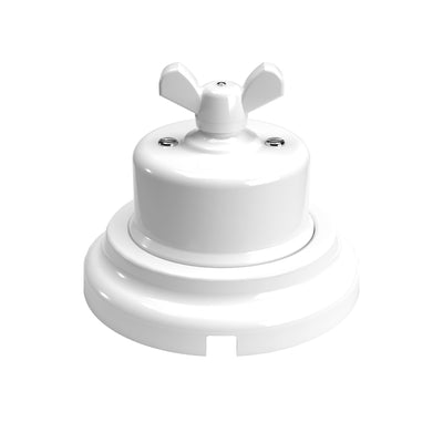 Kit interrupteur/va-et-vient avec écrou papillon et base en porcelaine blanche