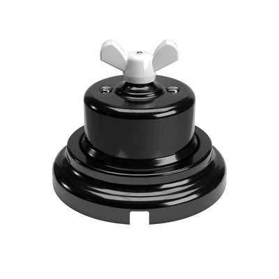 Kit interrupteur/va-et-vient avec écrou papillon et base en porcelaine noire