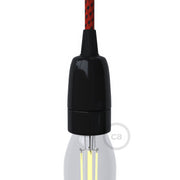 Kit portalampada E14 in porcellana - Nero