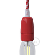 Kit portalampada E14 in porcellana - Rosso