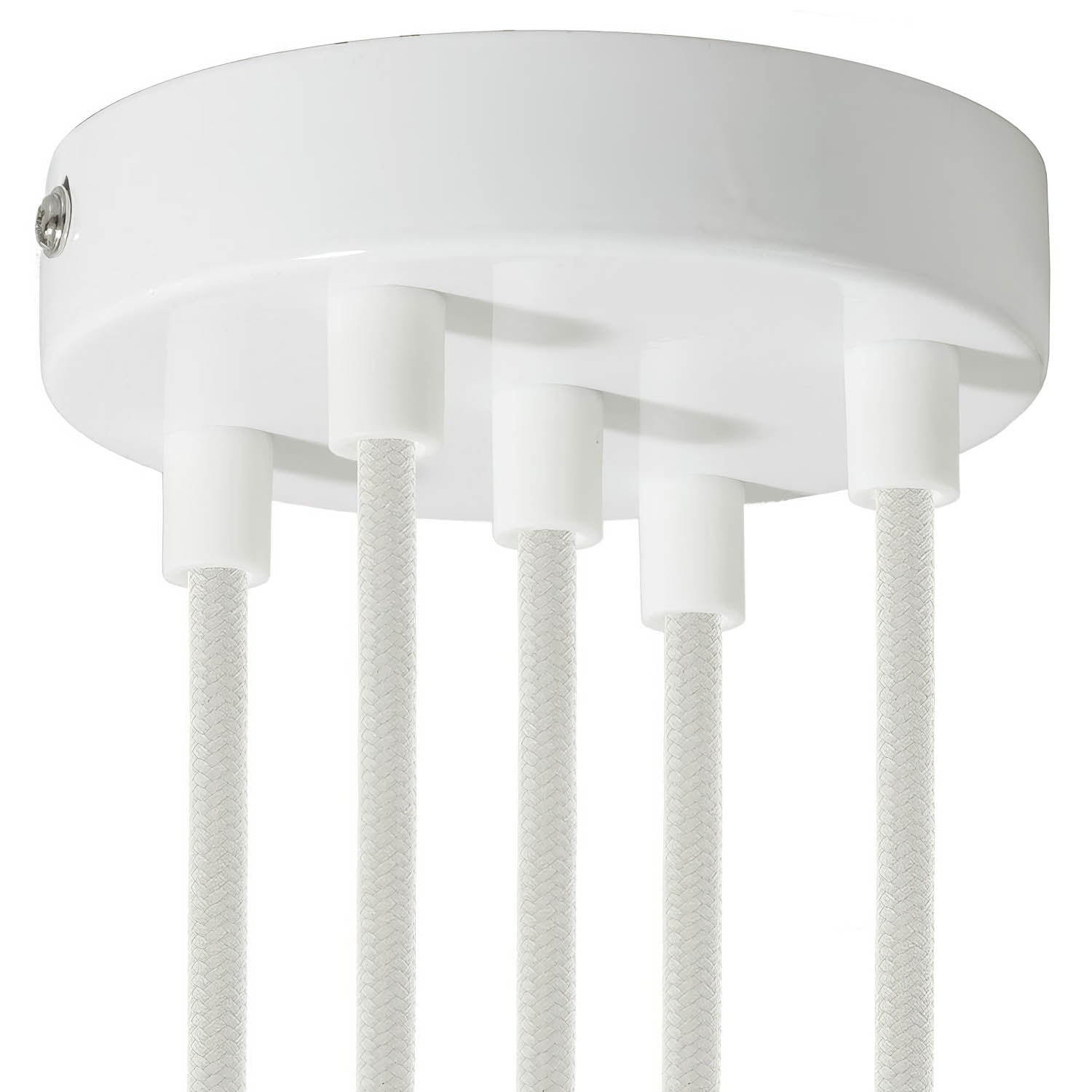 Kit rosone cilindrico in metallo a 5 fori - Bianco lucido Cilindrico