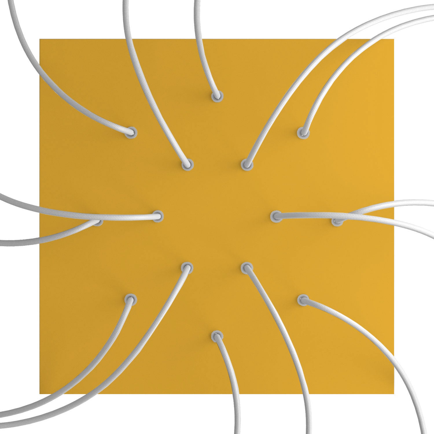 Rosone XXL Rose-One quadrato, 400 mm con 14 fori e 4 fori laterali - Mostarda Bianco