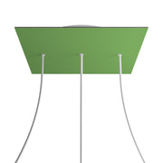 Rosone XXL Rose-One quadrato, 400 mm con 3 fori in linea e 4 fori laterali - Verde prato Bianco