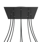 Rosone XXL Rose-One quadrato, 400 mm con 8 fori e 4 fori laterali - Nero opaco Bianco