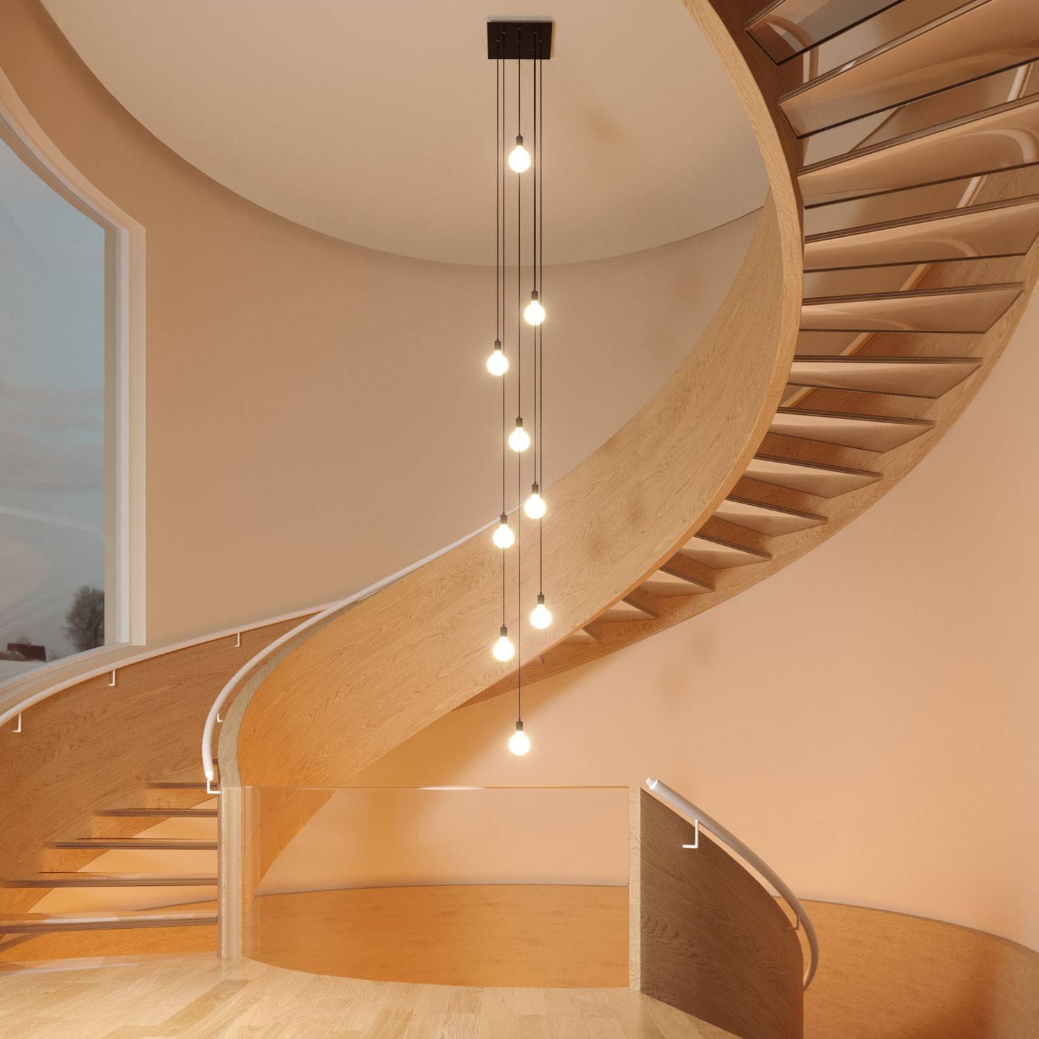 Rosone XXL Rose-One quadrato, 400 mm con 9 fori e 4 fori laterali - Dibond Ottone satinato Bianco