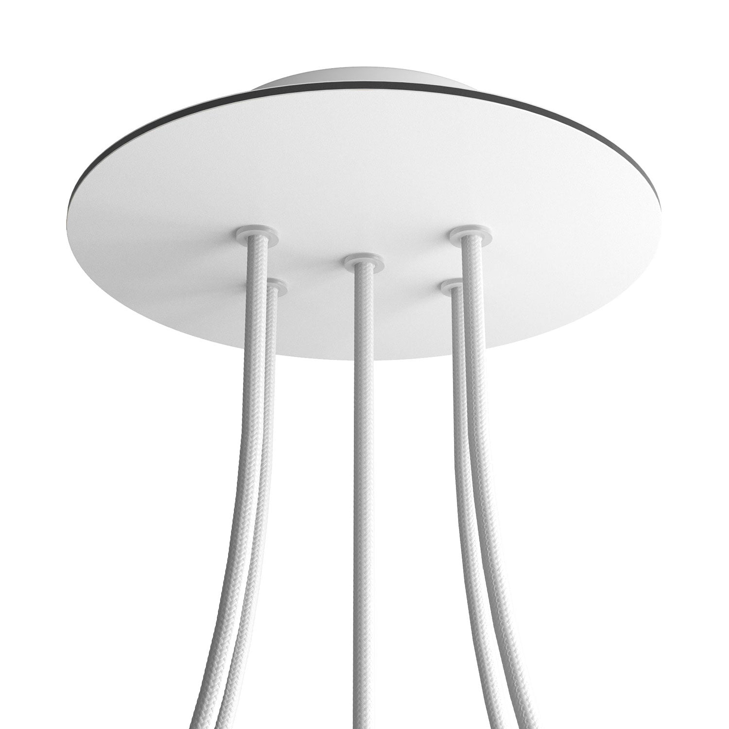 Rosone Rose-One rotondo, diametro 200 mm con 5 fori e 4 fori laterali - Bianco opaco Bianco