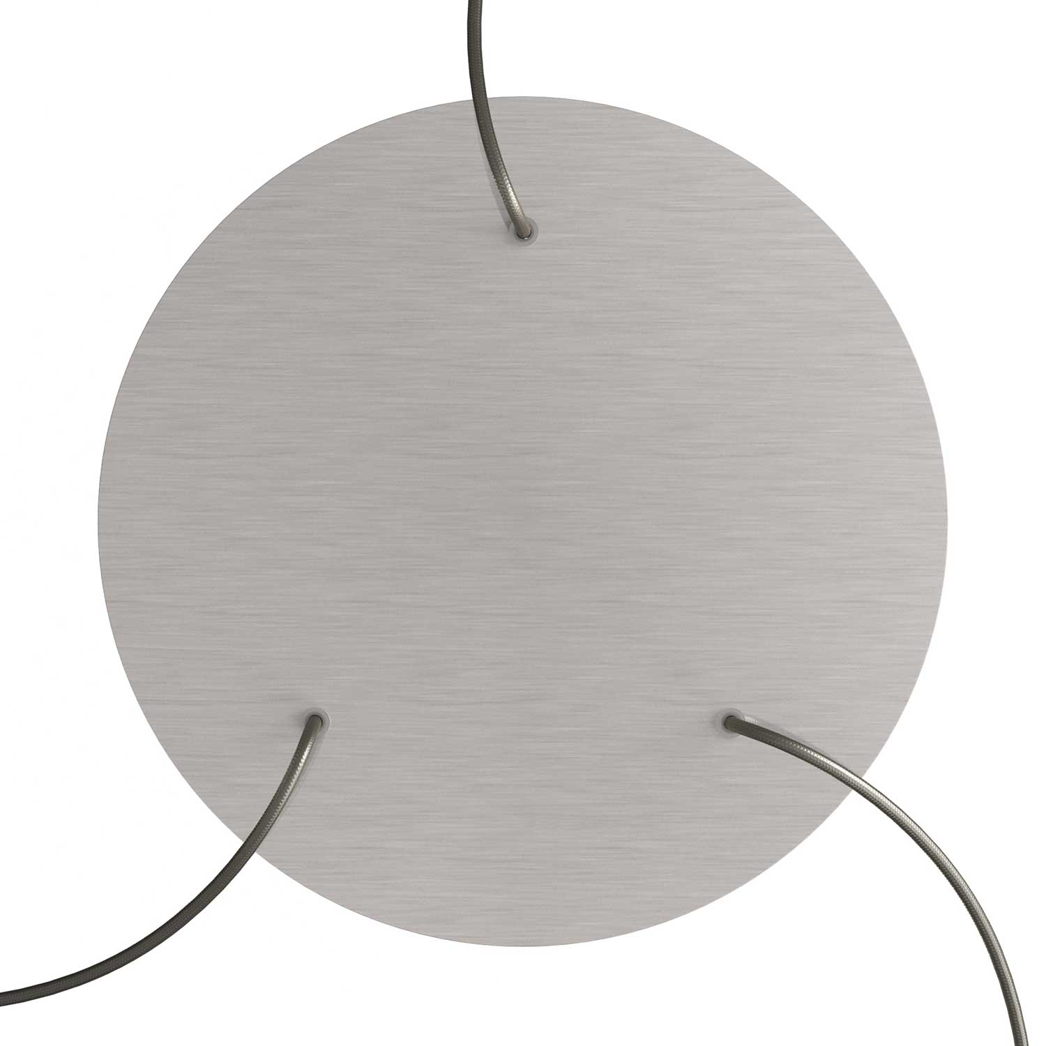 Rosone XXL Rose-One rotondo, diametro 400 mm con 3 fori e 4 fori laterali - Dibond Acciaio satinato Bianco