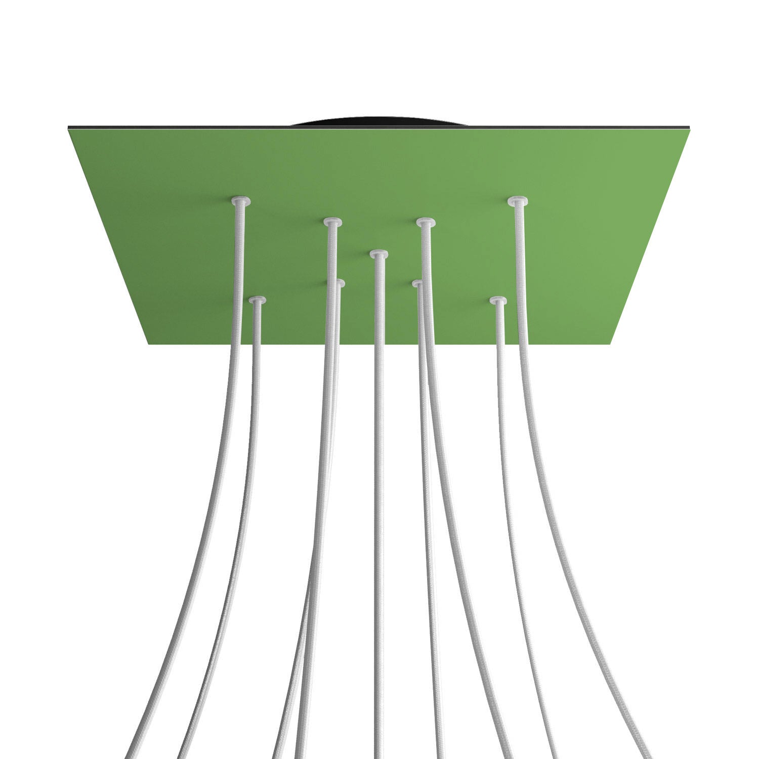 Rosone XXL Rose-One quadrato, 400 mm con 9 fori a X e 4 fori laterali - Verde prato Nero
