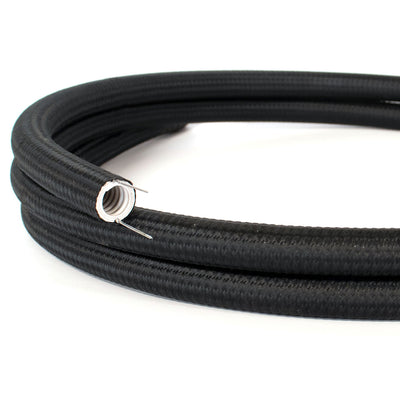 Creative-Tube, diamètre 20 mm, gainé de tissu effet Soie RM04 Noir, conduit électrique passe-câbles modulable