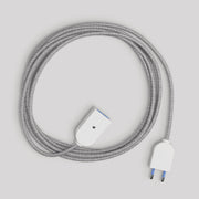 Prolunga elettrica con cavo in lino grigio 2P 10A Made in Italy Bianco