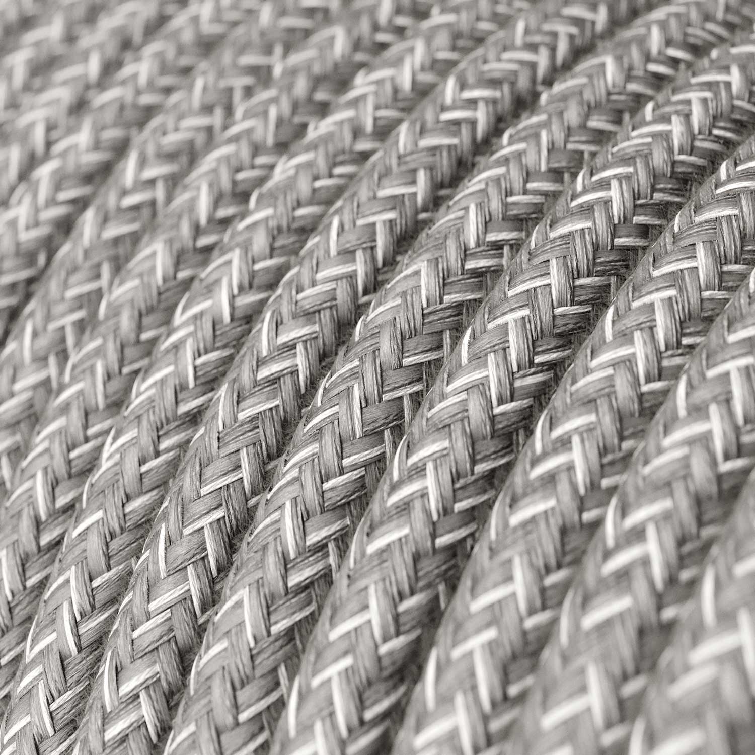 Prolunga elettrica con cavo in lino grigio 2P 10A Made in Italy Bianco
