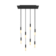 Lampada a sospensione a 8 cadute con XXL Rose-One rettangolare 675 mm con finiture in metallo - Nero opaco