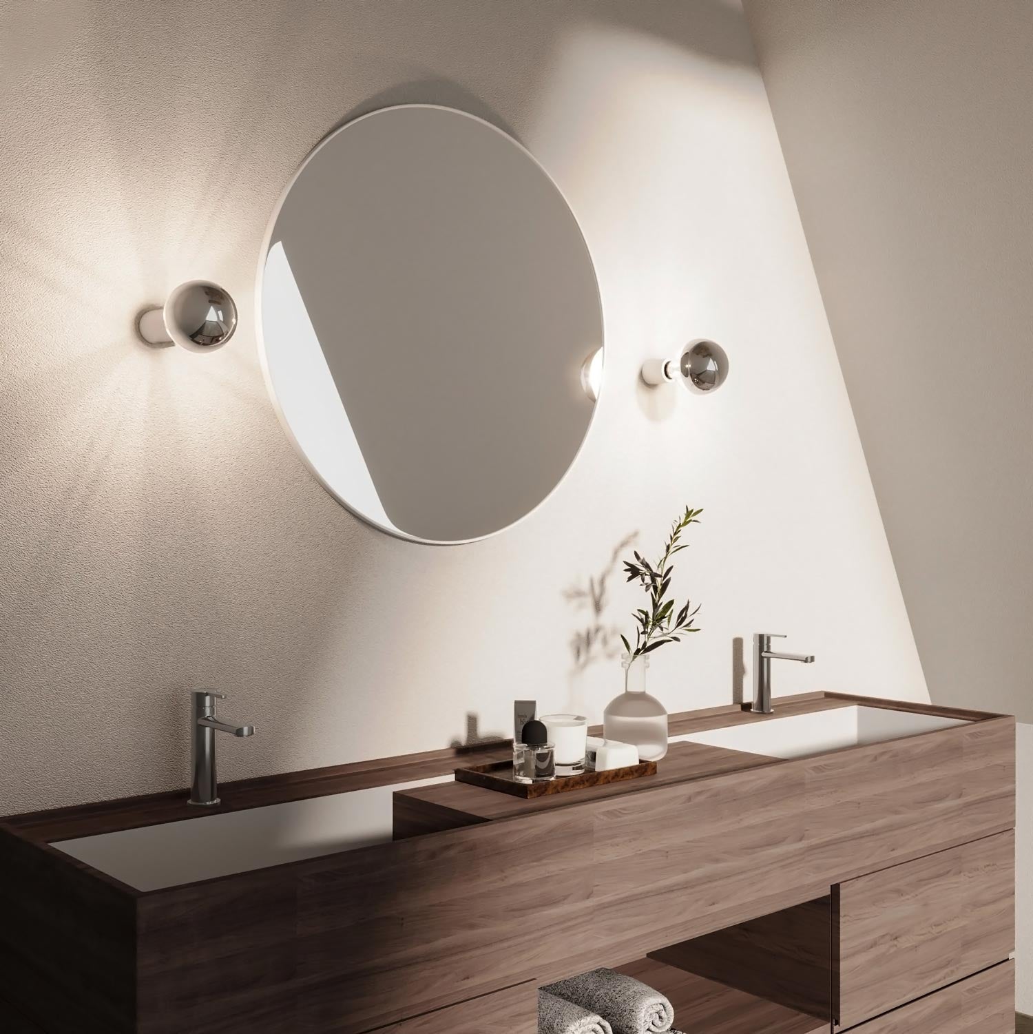 Applique Bianca con lampadina a vista mezza sfera argento - Waterproof IP44 - IO - Creative Cables