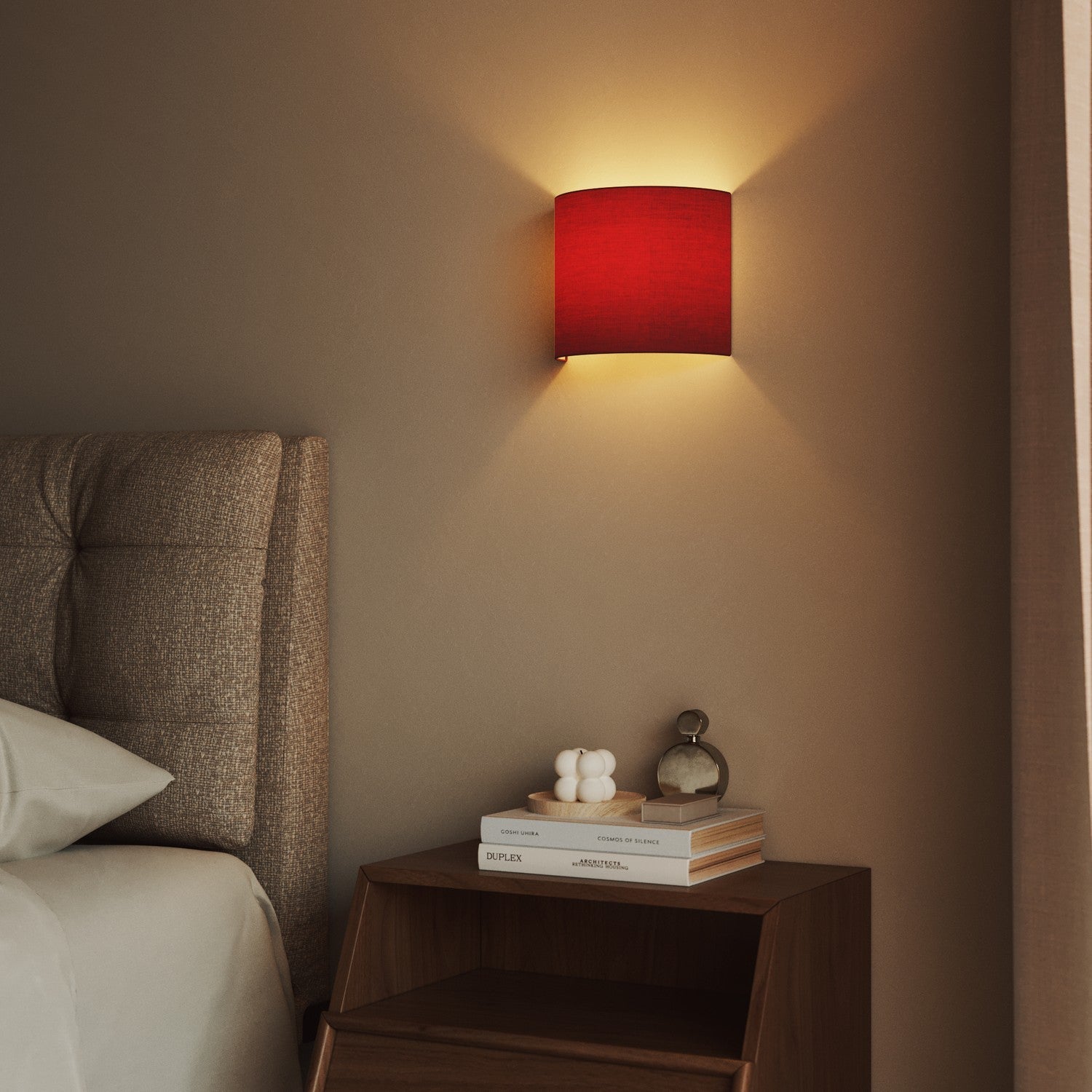 Applique Ventola con paralume in tessuto Teletta rosso - Made in Italy