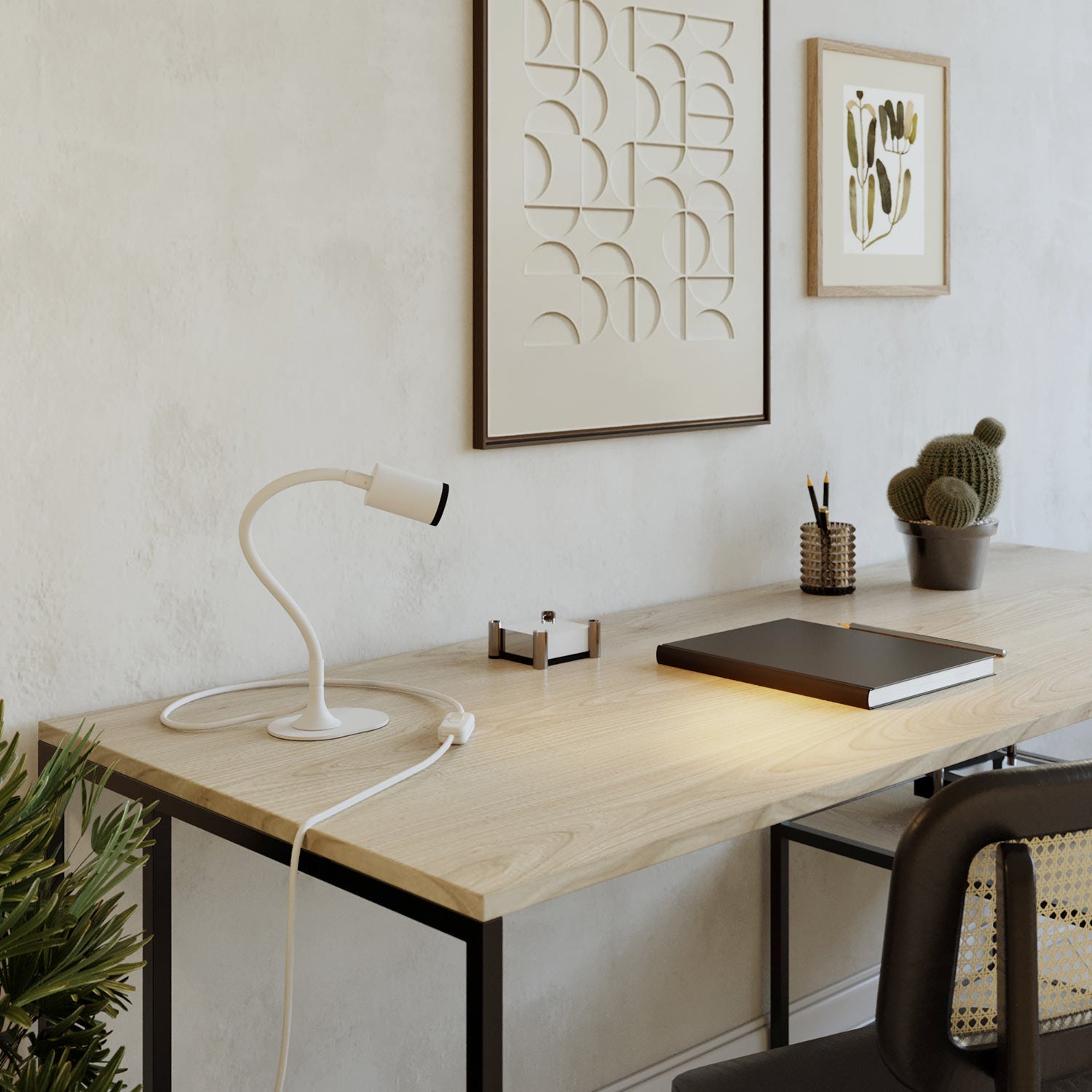 Base metallica ovale per lampada da tavolo MAG-Y - Bianco opaco