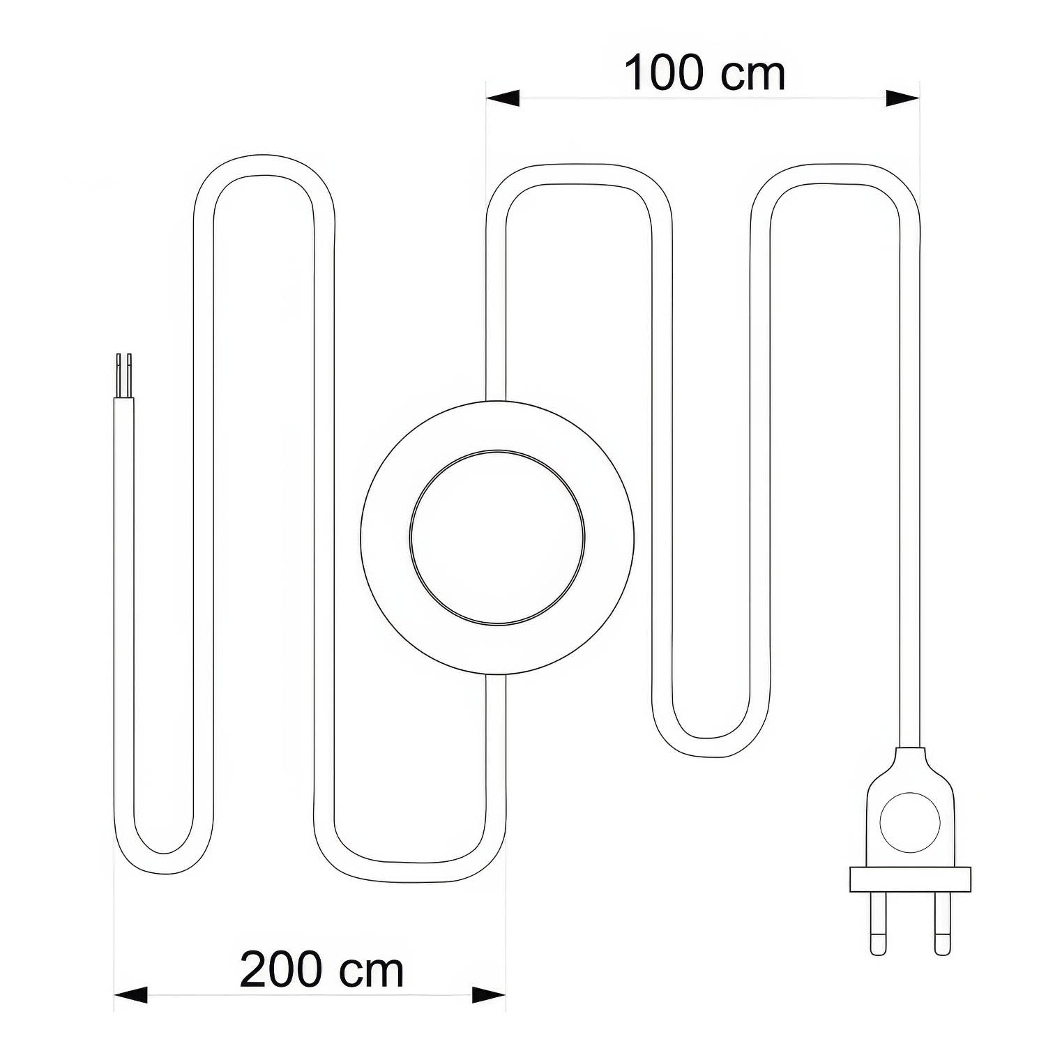 Cablaggio per lampada con cavo nero trecciato 3 m Bianco