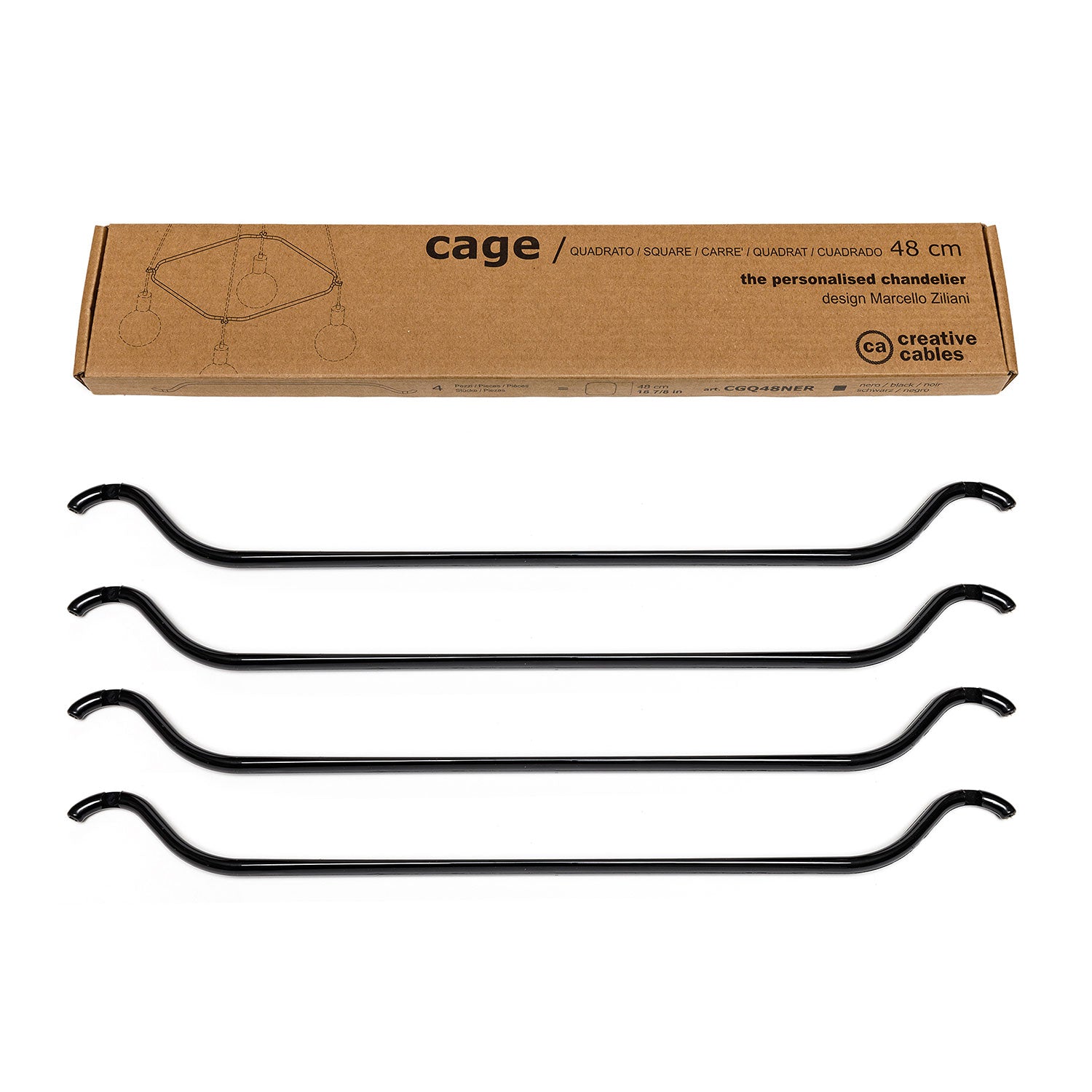 Cage Quadrato - Struttura per lampadari - Nero M - L 48 cm