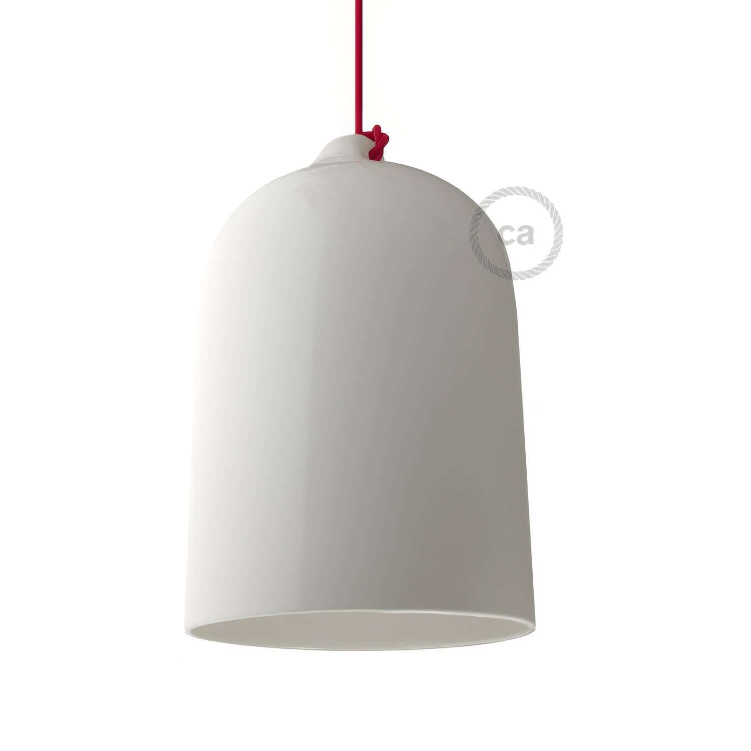 Campana, paralume XL in ceramica per sospensione - Made in Italy - Bianco lucido